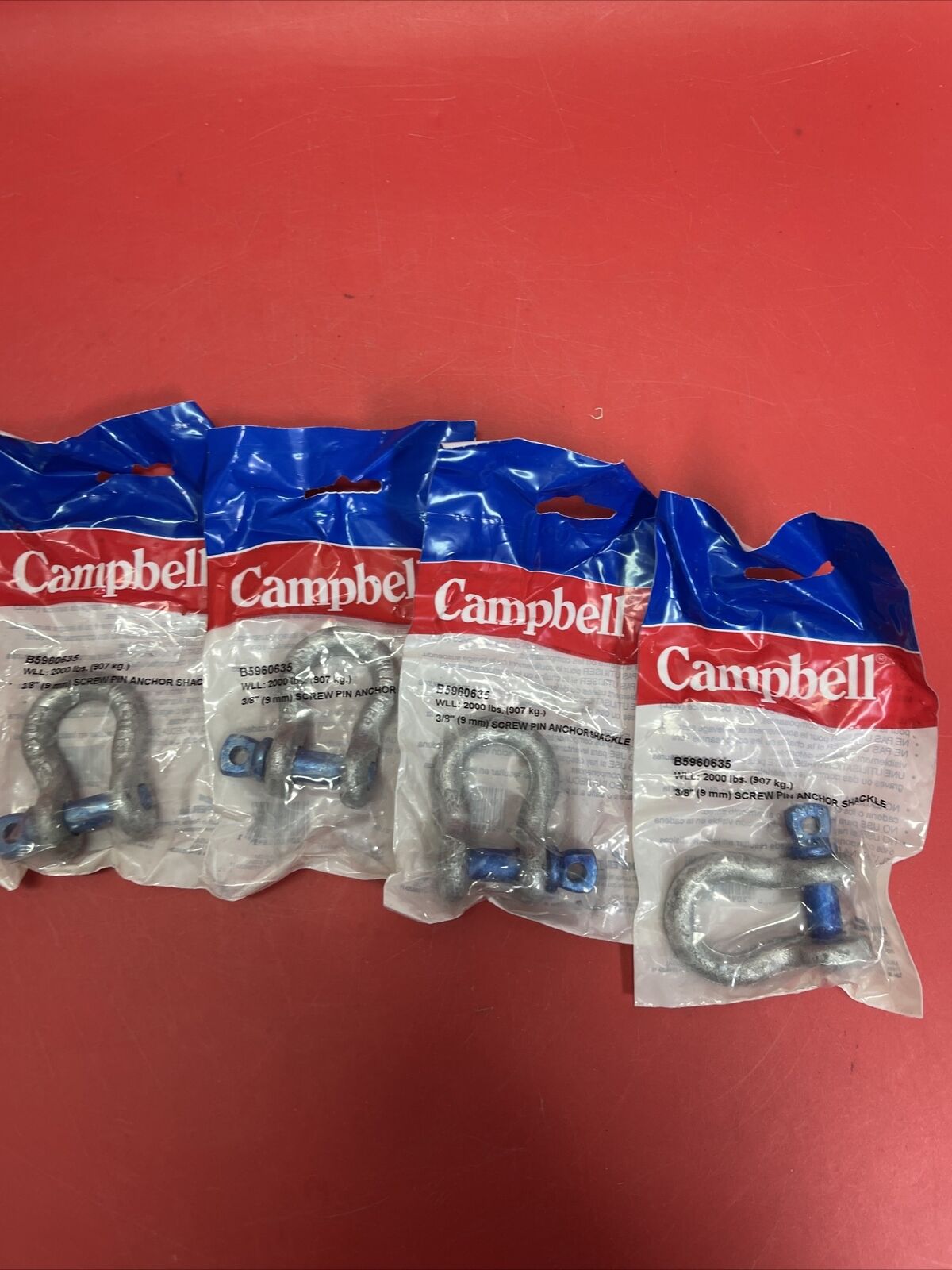 Campbell T9640435 Steel Galvanized 0.5 ton Capacity Anchor Shackle 1/4 in. Lot 4