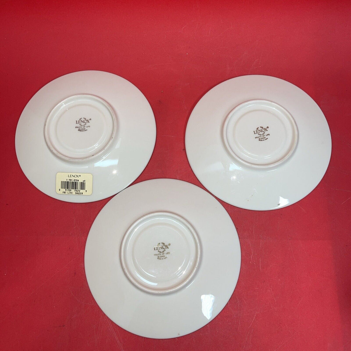 Lenox Fruits Of Life Tea 4 Cups & 3 Saucers, Creamer, Gold Trim