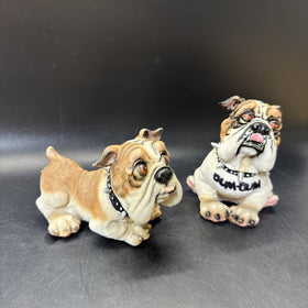 Bulldog Figurine with Spike Collar 4.5"/ Set Of 2