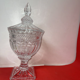 Vintage Crystal Lidded Candy Jar Vase Bowl 15” Tall