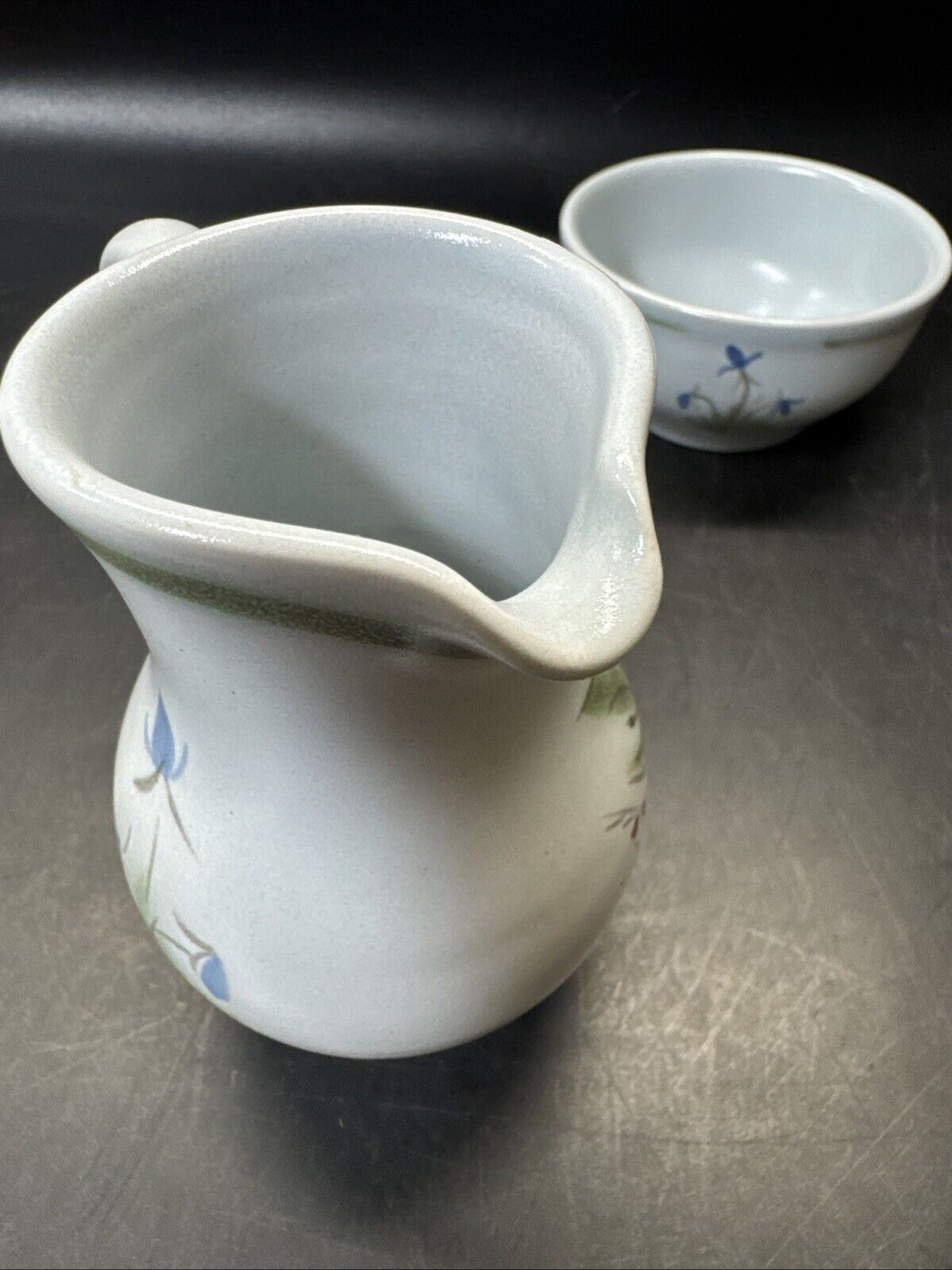 Buchan Pottery Portobello Scotland Thistle Creamer & Sugar Blue