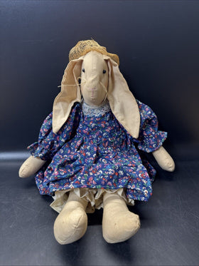 Vintage Cottage Core Stuffed Crafted Bunny Flowered Dress