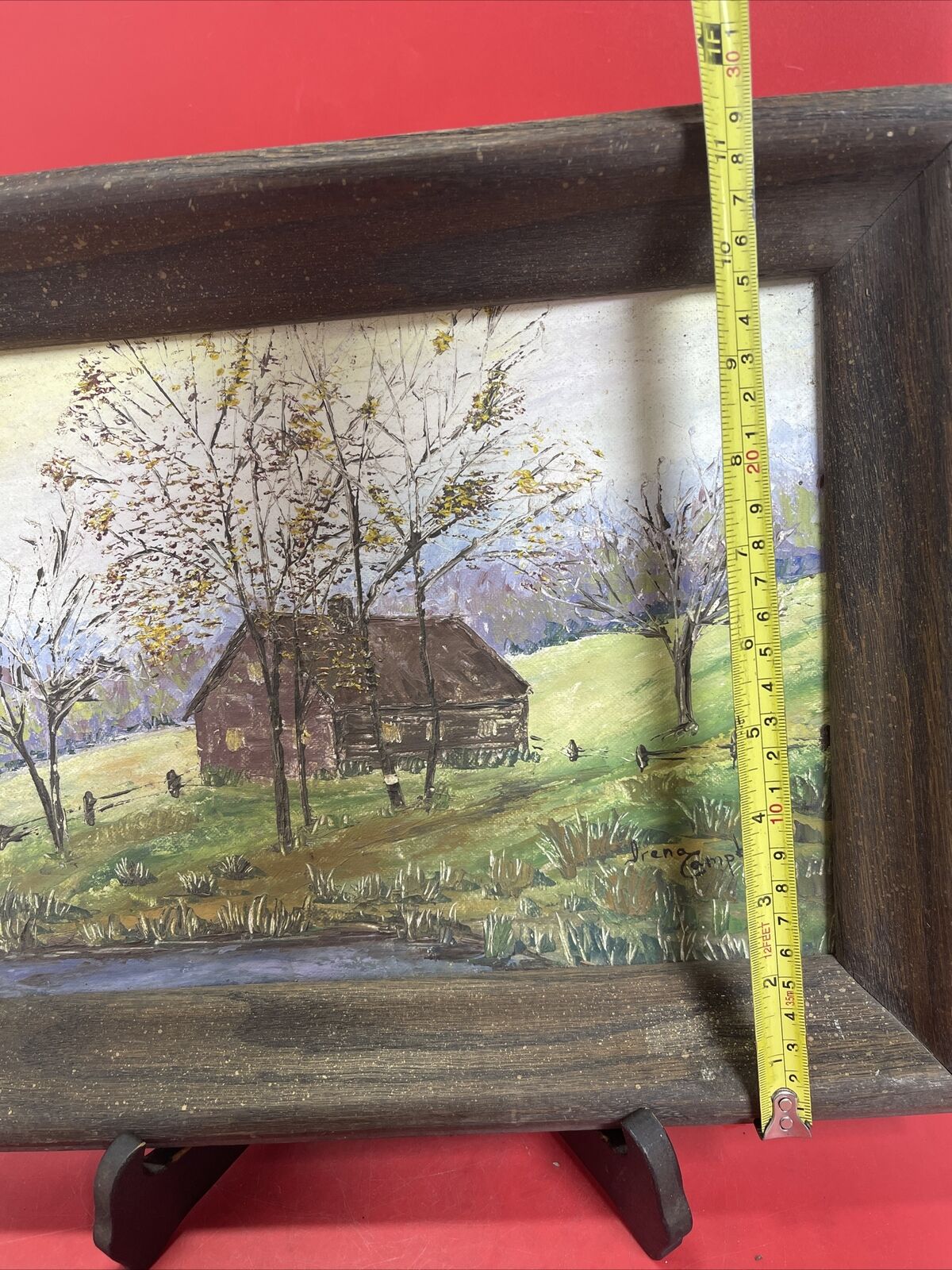 Vintage original "Brown Cottage" painting by Irena Campbell, 1940s