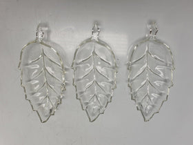 Vintage Set Of 3 Leaf Shaped Clear Glass Relish 