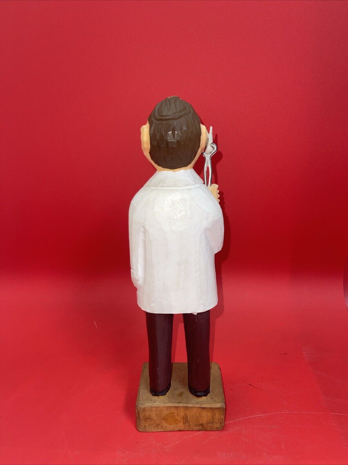 Handmade Wooden Figurine Doctor Dentist Scientist Folk Art 12"