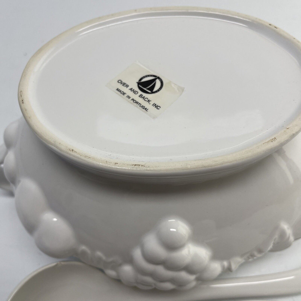 Basic White Soup Tureen  over and back 3 pieces Made in Portugal