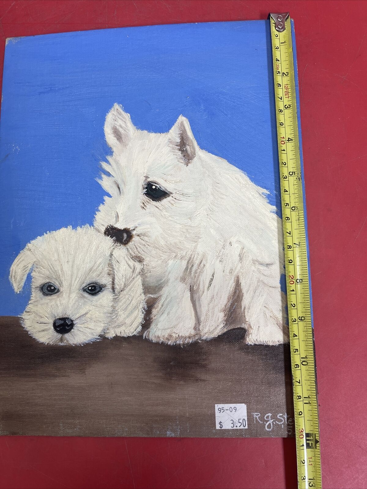 Art West Highland Terrier Acrylic Original 12x9 in. stretched canvas painting