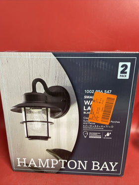 Hampton Bay 1-Light Black Outdoor Wall Lantern Sconce (2-Pack)