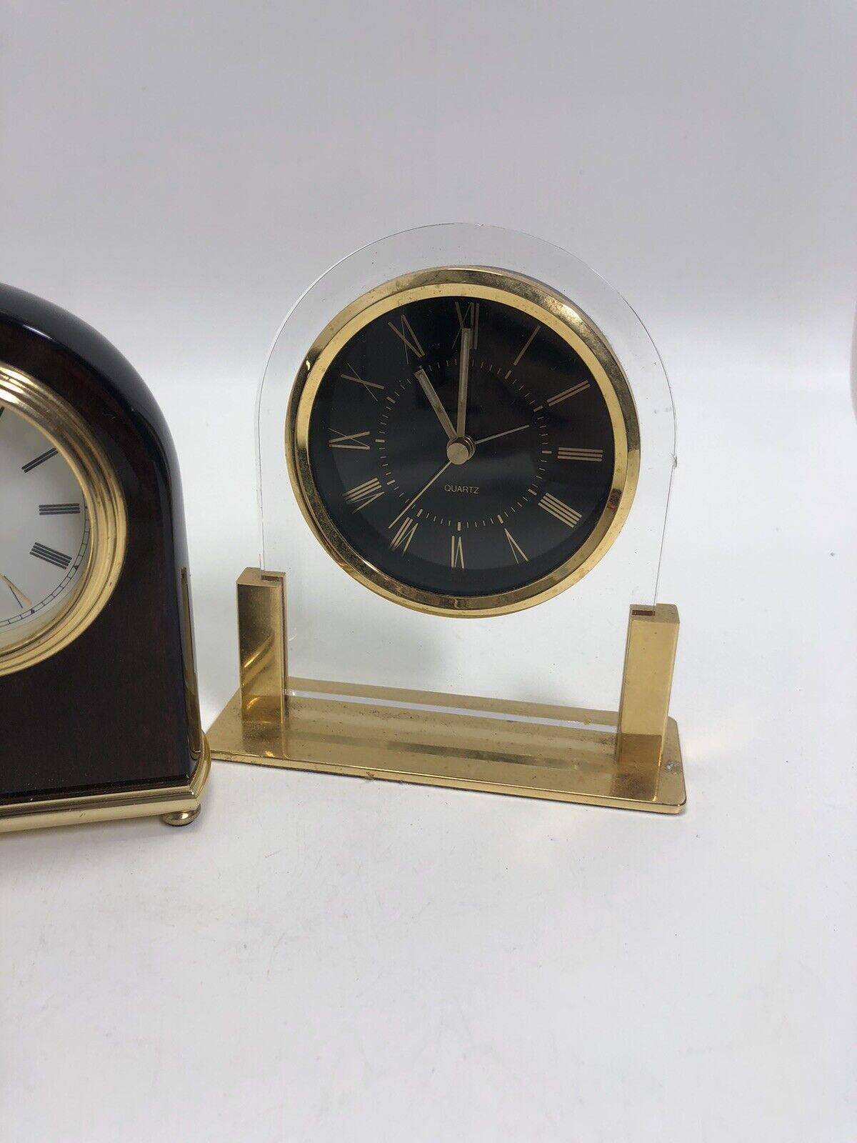 Howard Miller Rosewood Arch Mantle/Tabletop Clock Set of 2 Untested