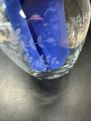 Vintage Glass Vase With Flowers 6.5” Tall