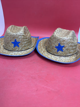 5 Piece Kids Straw Cowboy Hat with Sheriff Star - Bulk Child Western Sheriff