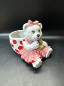 Vintage Teddy Bear And Bunny Pottery Ceramic Planters Set