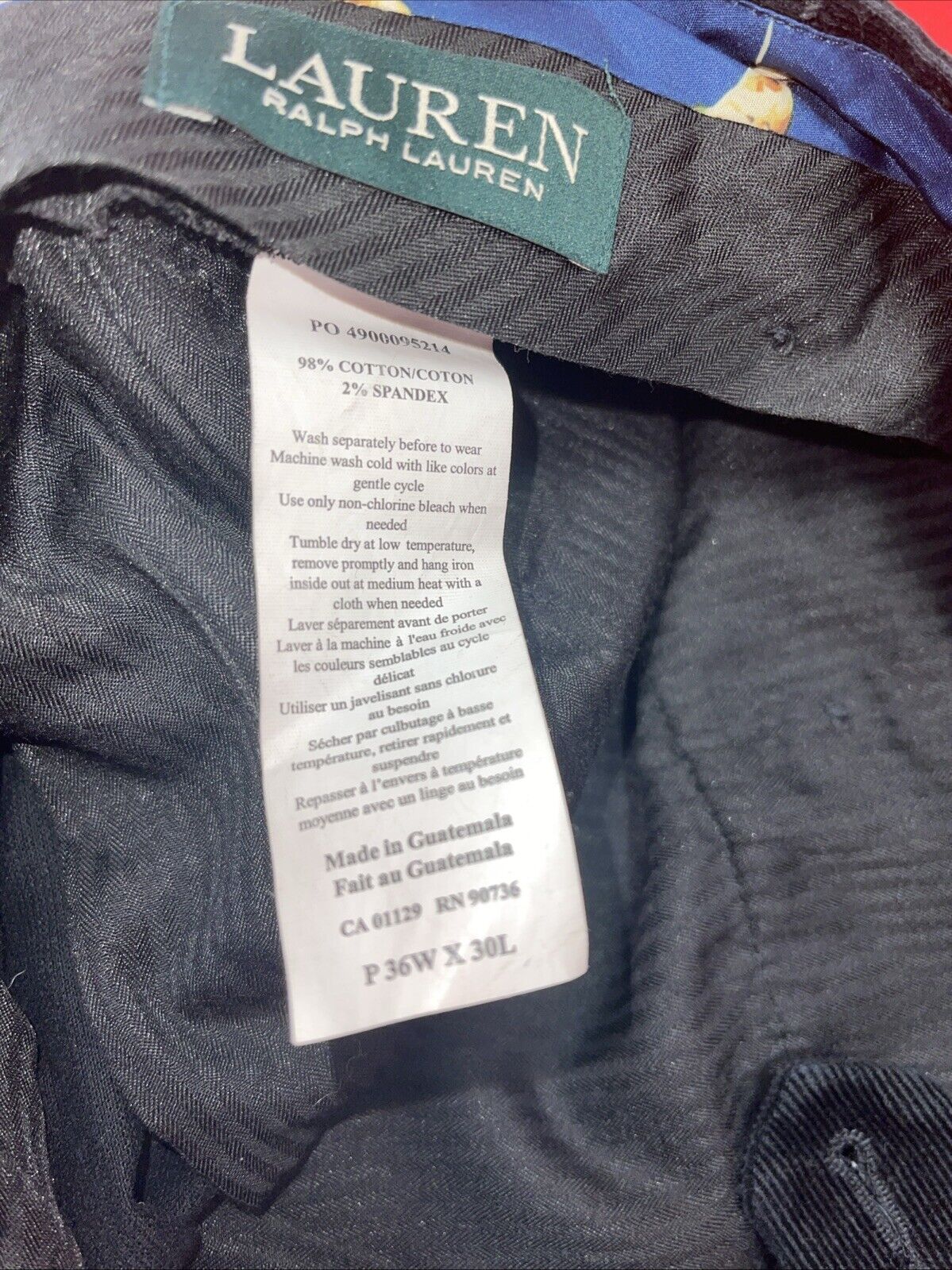 Lauren Ralph Lauren Corduroy Pants Mens 36x30 Black