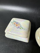 Vintage  Ceramic Flower Design Jewelry Trinket Box/Made in Taiwan, Lot Of 2