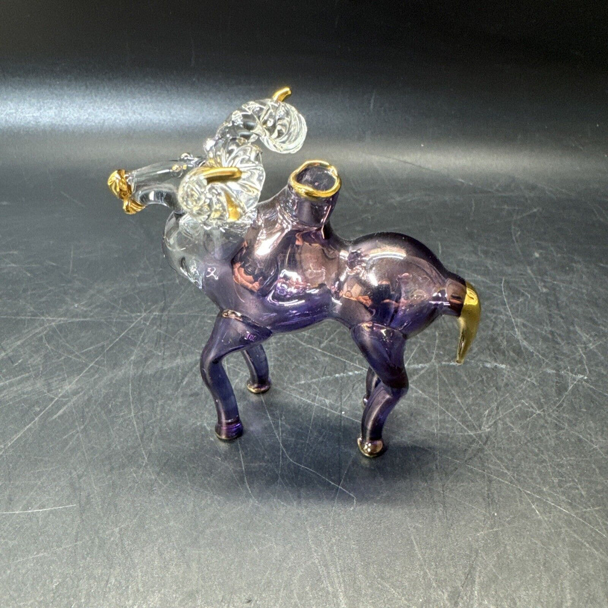 Vintage Hand Blown Glass Horse Perfume Bottles/ Lot Of 3