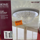 HOME DECRATORS Mosby 15 in. 3-Light Mirrored Flush Mount Clear Crystals