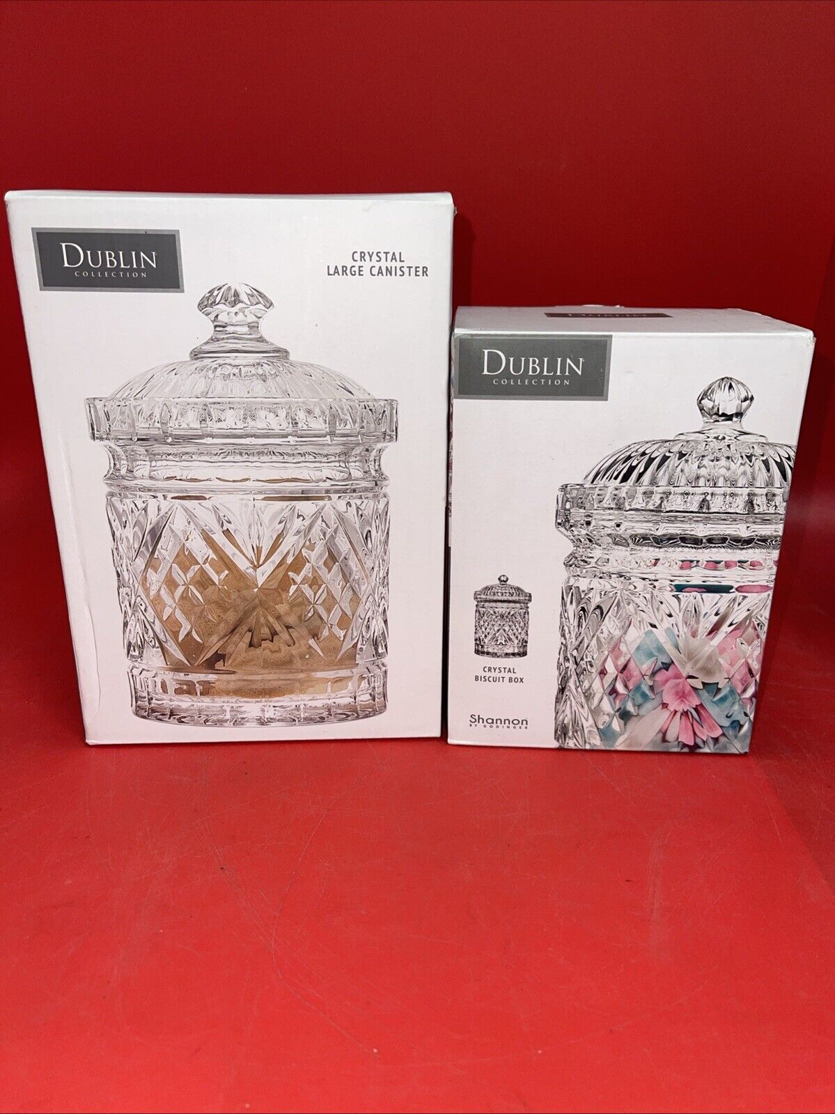 Dublin Crystal Biscuit Box.  Shannon Crystal by Godinger- New-Lot 2