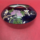 Japanese vase in the shape of a crescent, vintage embossed flowers