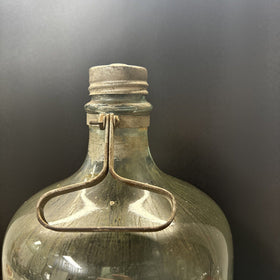 ANTIQUE Vintage Large GLASS BOTTLE International St.Louis With METAL TOP