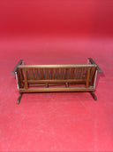 Vintage Miniature Dollhouse Brown Wood Porch Swing Bench Seat w/ Chains Armchair