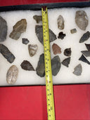 Native American Artifacts Lot 25 w/ Frame Arrowheads Collection 12”x8” Frame #7