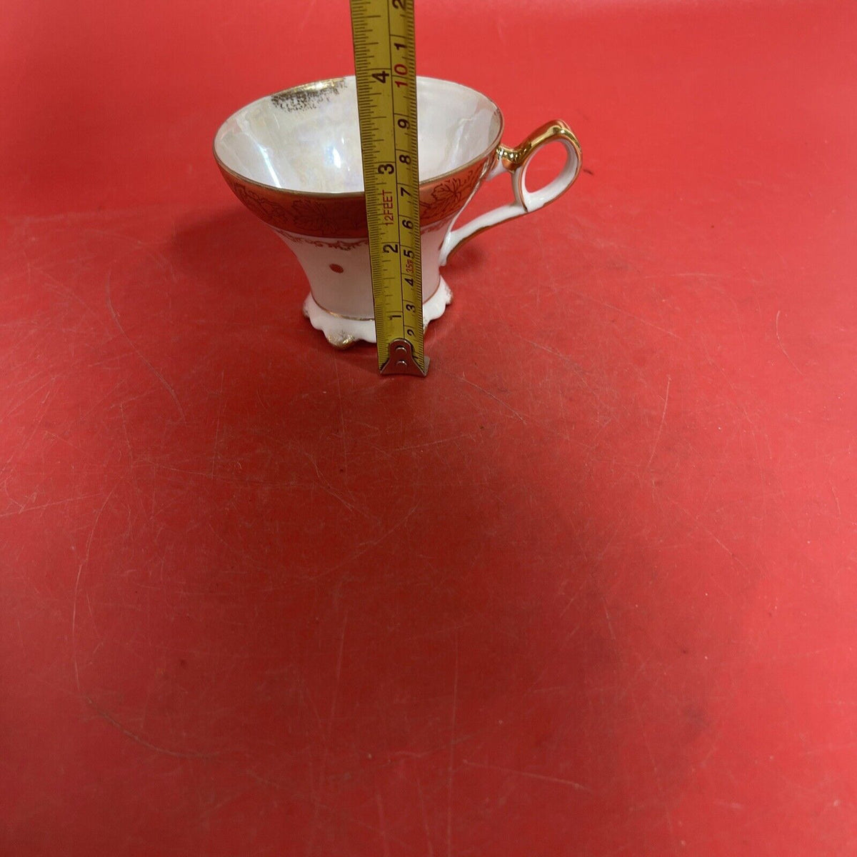 LM Royal Halsey Tea Cup & Saucer Very Fine Reticulated Gold Trim Vintage