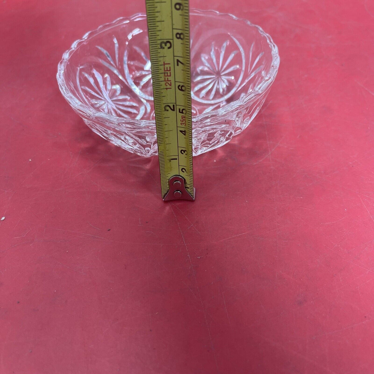 Clear Glass Small Serving Condiment Bowl Candy Nut Dish 1.5” Tall 4.5” Wide
