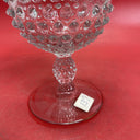 Duncan & Miller Clear Glass Hobnail Crimped Footed Vase Vintage