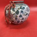 Hand Painted Ceramic Globe Chinese Vase Floral Pastel Blue Green Pink