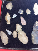 Native American Artifacts Lot 25 w/ Frame Arrowheads Collection 12”x8” Frame #5