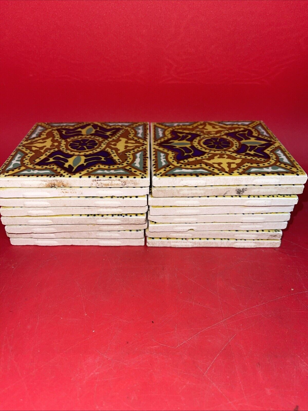 Orion Monterey Mexican Spanish Ceramic Tiles Hand-Painted Decorative 4"x 4"16pcs