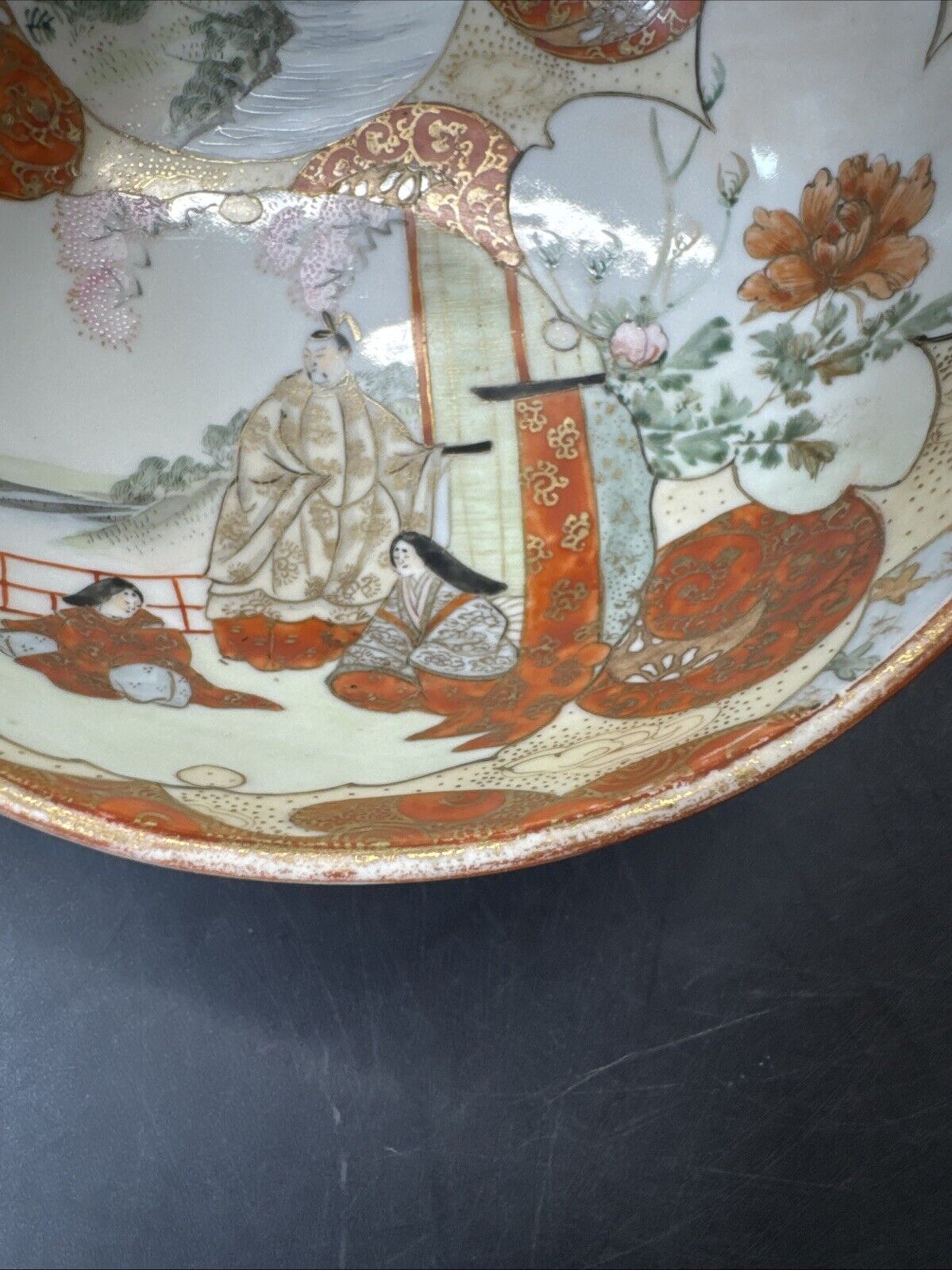 Antique Japanese Kutani Porcelain Bowl Hand Painted 5.5”x2”