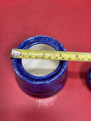 Blue and White Stoneware Sponge ware Milk Pitcher & Sugar in Cobalt Blue