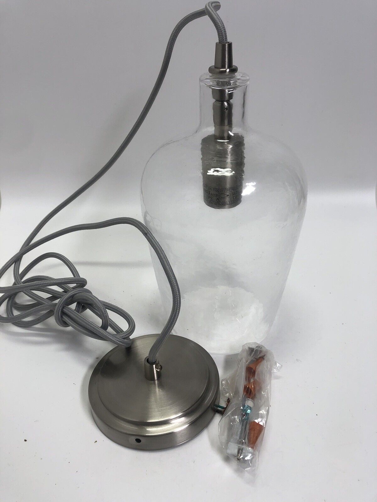 6-in Brushed Nickel Country Cottage Mini Clear Glass Bell Pendant