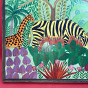 Haitian Jungle Art ,Artist M. Mirvil Brilliant Colors Signed Framed 16Hx20w