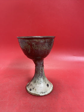 Hand Thrown Art Pottery Chalice 7 3/4in
