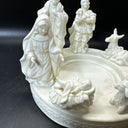 Vtg Holiday Jade Porcelain Nativity Pillar Candle Holder #17974/ Used