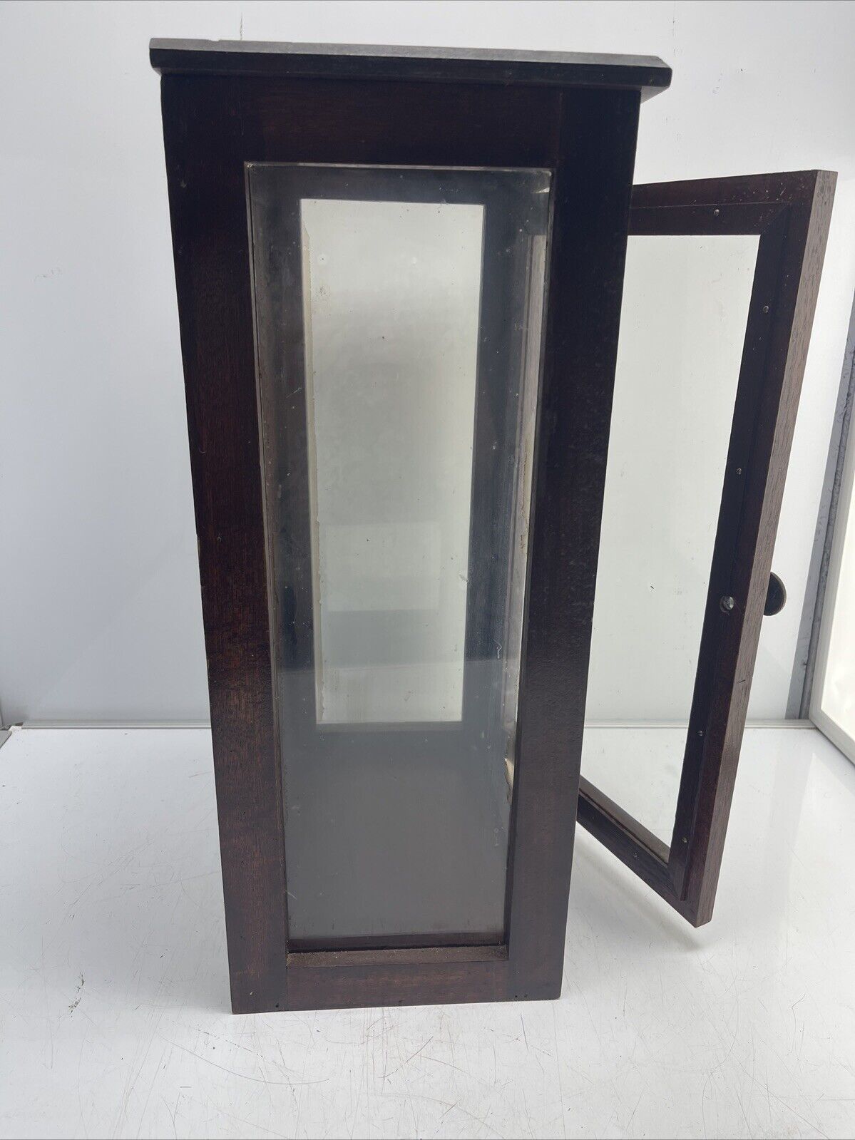 Wooden Cabinet Box Display Glass 23”x 13”x 9”