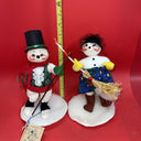 Annalee Dolls 9"Christmas Snowman Couple Vintage 1991 &1998