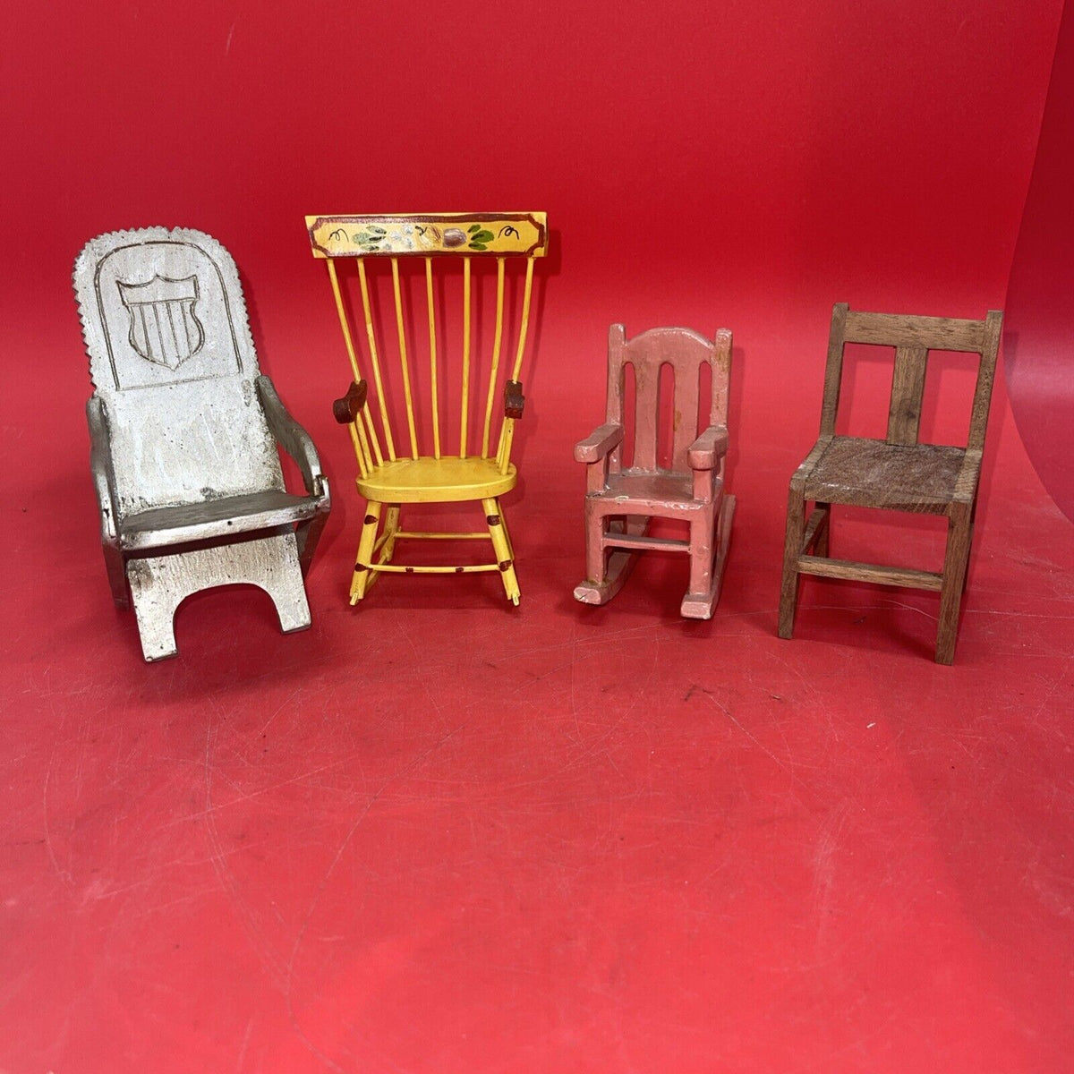 Vintage Dollhouse Miniature Chair Furniture Set 4