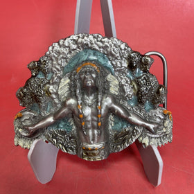 vintage 1981 belt buckle NATIVE AMERICAN indian chief SISKIYOU bergamot western