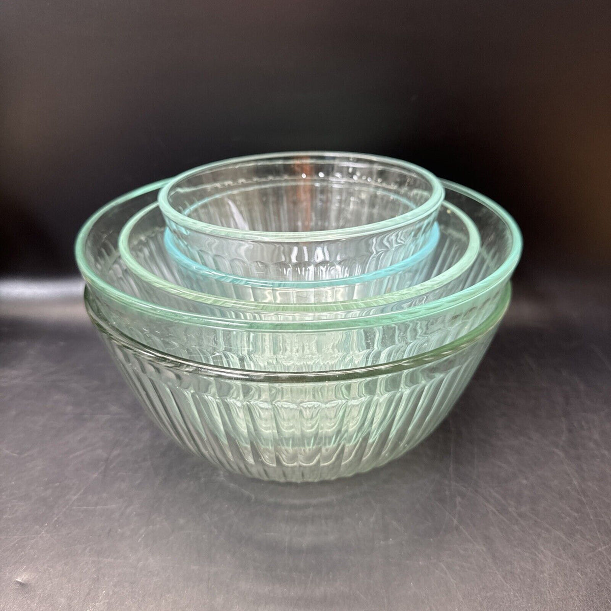 Pyrex Clear Glass Mixing Bowls - 7401(2), 7402, 7403(2)/ Set 5