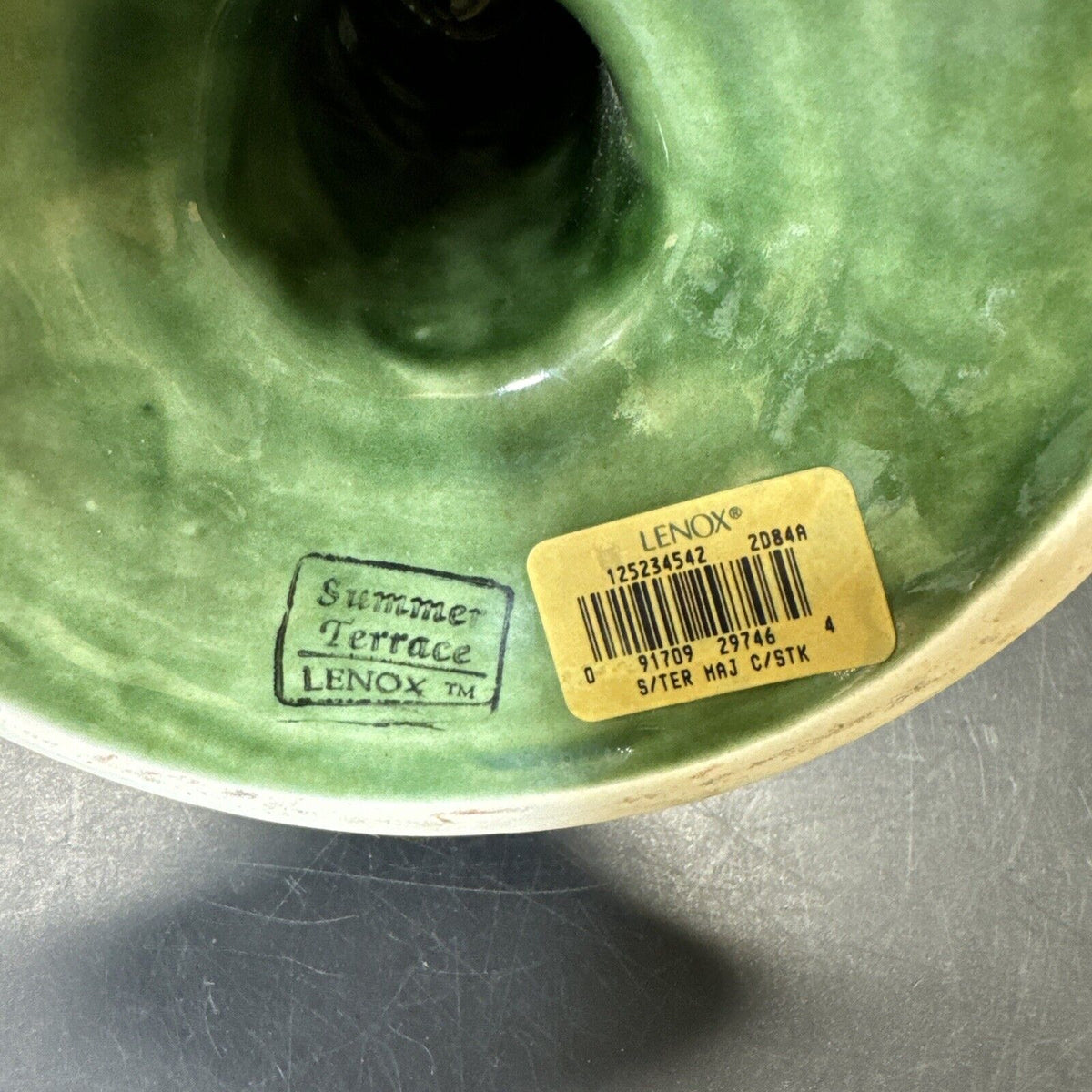 Lenox Summer Terrace Green Ivy Majolica Candlestick Holder/ Lot 2