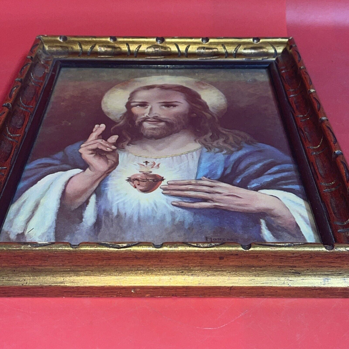 Vintage Religious Picture 1951 Florence Kroger 14”x11” Flame