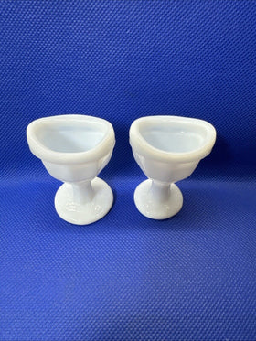 Vintage Optical Eye Wash Cup White Milk Glass Pedestal/ Set Of 2