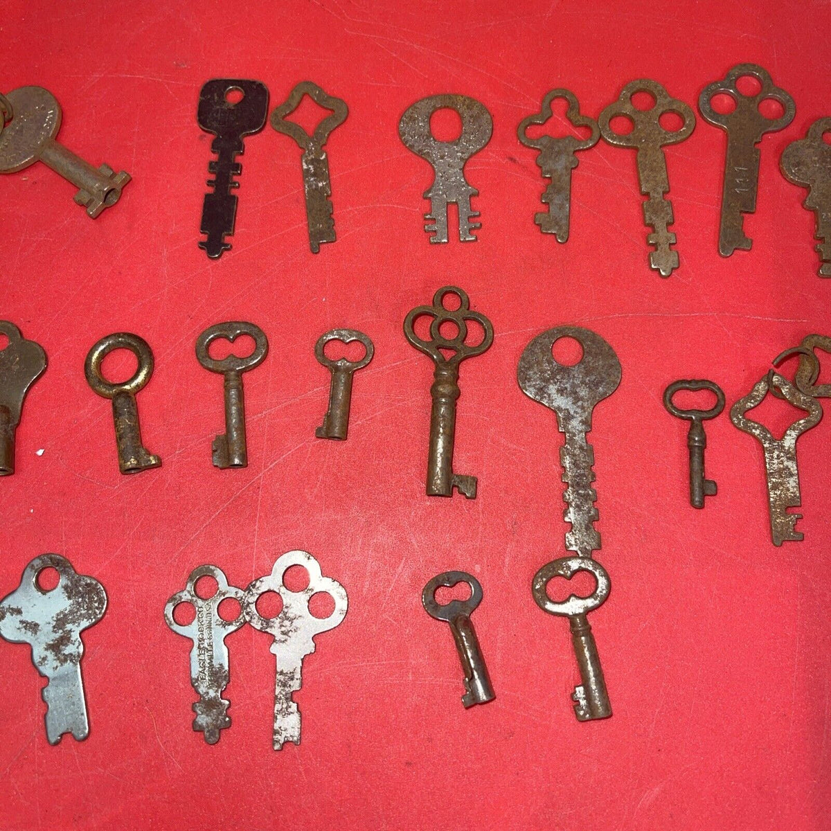 Antique Cabinet Open Barrel Key Lot ~ 35 Keys ~ Different Sizes & Shapes ~ lot 5