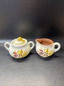 Stangl Pottery Mid Century Autumn Flower Creamer and Covered Sugar Bowl