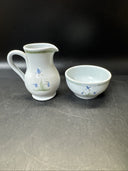 Buchan Pottery Portobello Scotland Thistle Creamer & Sugar Blue