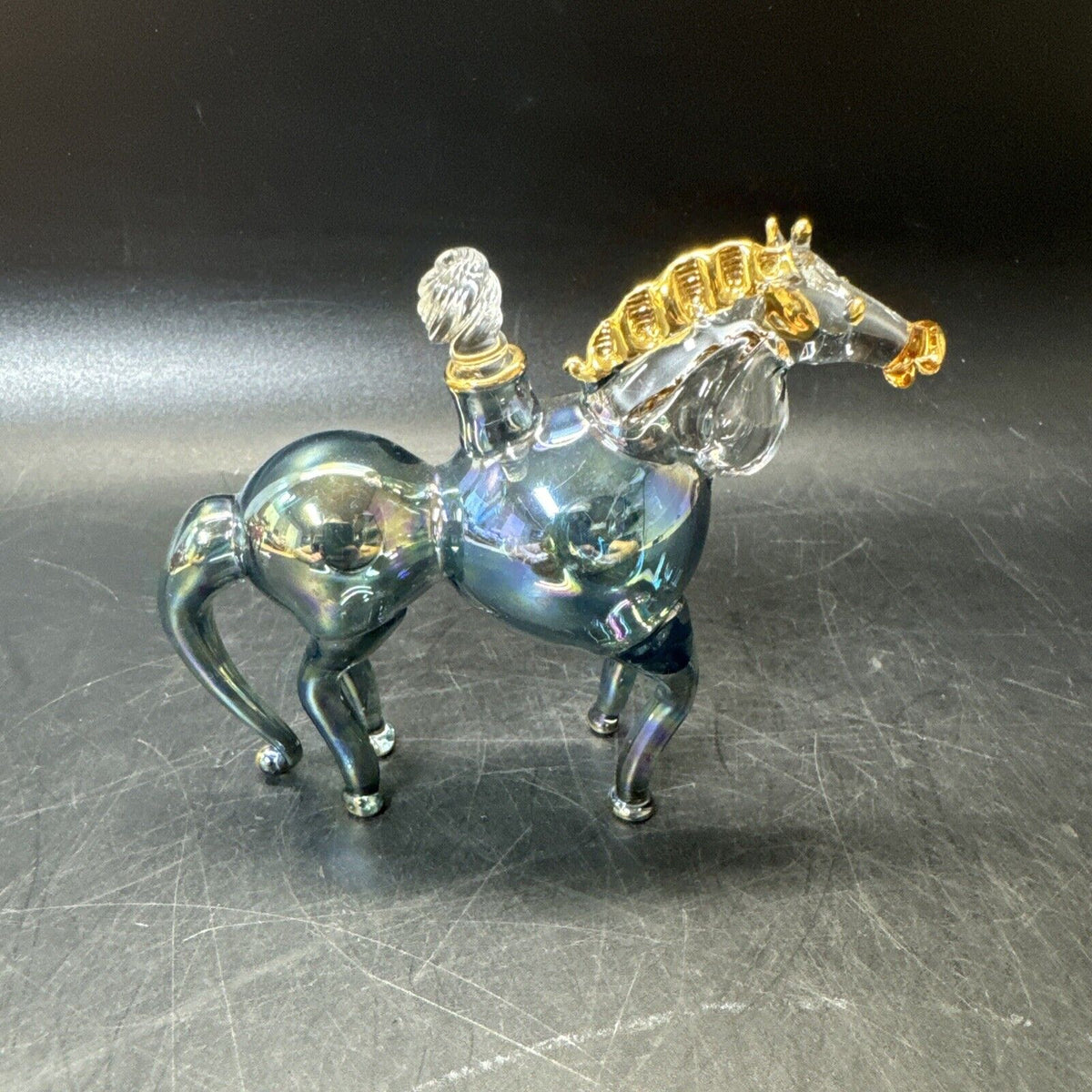 Vintage Hand Blown Glass Horse Perfume Bottles/ Lot Of 3