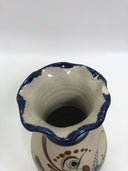 Vintage vase  Tonala Pottery Mexican Folk Art Bird Flowers Sand Stone Signed JC